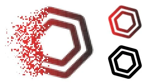 Destructed Pixel Halftone Screw Nut Icon Stock Illustration