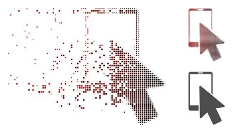 Destructed Pixel Halftone Smartphone Arrow Pointer Icon 스톡 일러스트