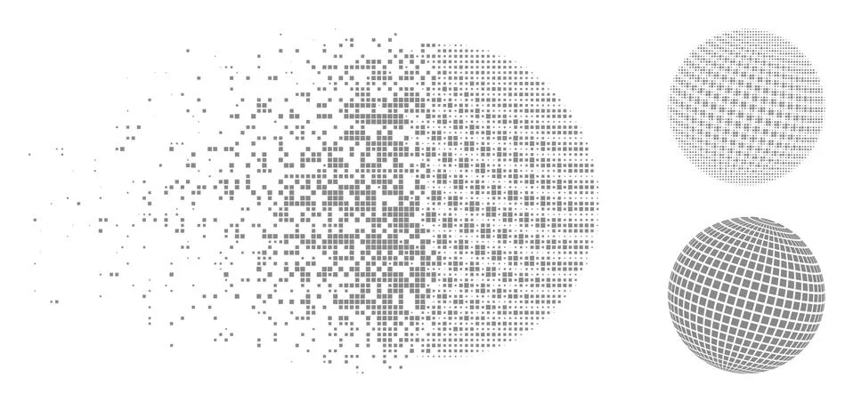 Destructed Pixel Halftone Square Dotted Abstract Sphere Icon 库存插图