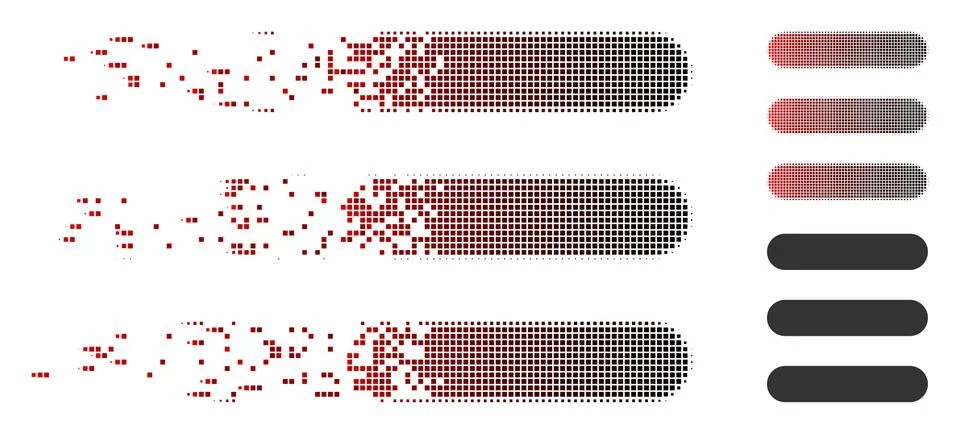 Destructed Pixel Halftone Stack Icon Stock Illustration