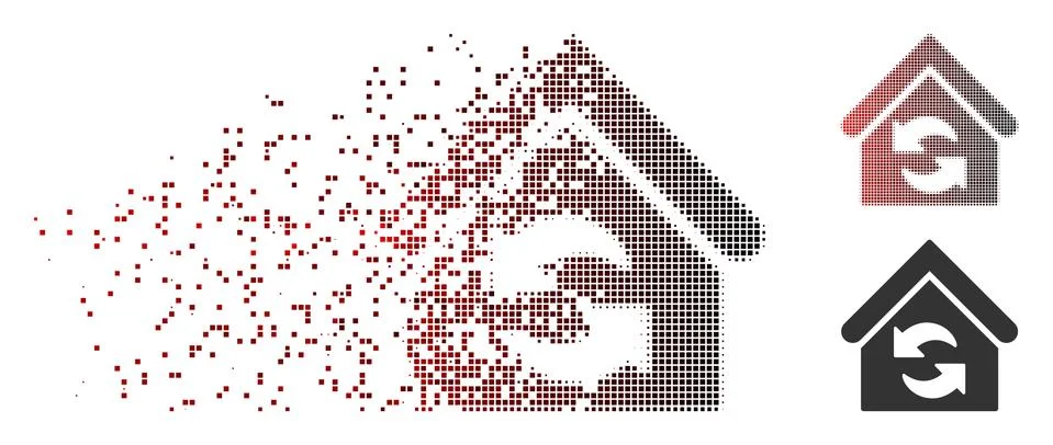 Destructed Pixel Halftone Update Building Icon Ilustración de archivo