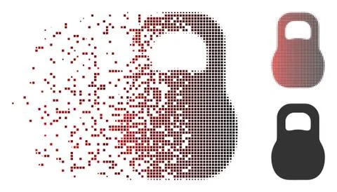 Destructed Pixel Halftone Weight Iron Icon Illustrazione stock