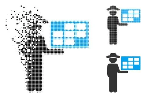 Destructed Pixelated Halftone Agent Schedule Icon Illustrazione stock