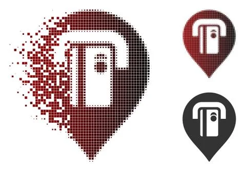 Destructed Pixelated Halftone ATM Machine Pointer Icon Illustrazione stock