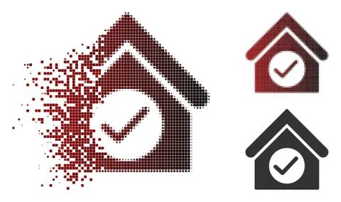Destructed Pixelated Halftone Check Building Icon Ilustración de archivo