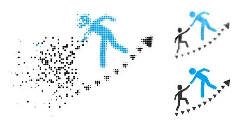 Destructed Pixelated Halftone Education Progress Icon イラスト素材