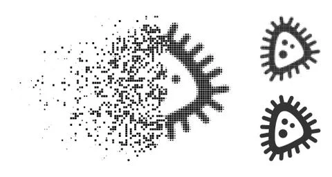 Destructed Pixelated Halftone Micro Parasite Icon Illustrazione stock