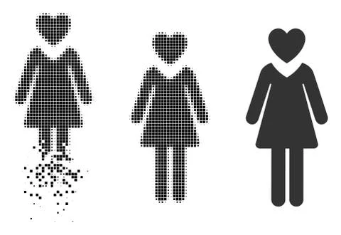 Destructed Pixelated Halftone Mistress Icon Illustrazione stock
