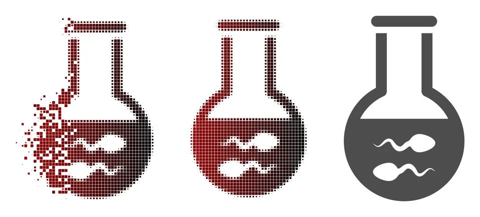 Destructed Pixelated Halftone Sperm Flask Icon 스톡 일러스트