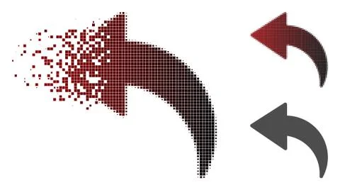 Destructed Pixelated Halftone Undo Icon Stock Illustration