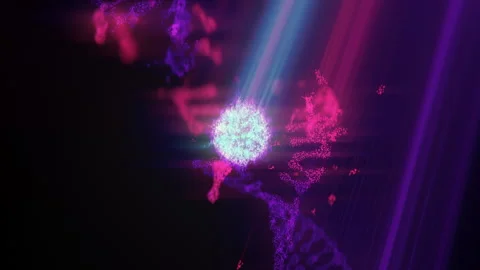 Destructible DNA helix in a medium of particles. Depth of field. 3D. Gene Stock Footage 251225586