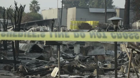 Destruction after fire Stock Footage 85994560