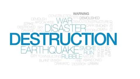 Destruction animated word cloud, text design animation. Kinetic typography. Stock Footage 76447659