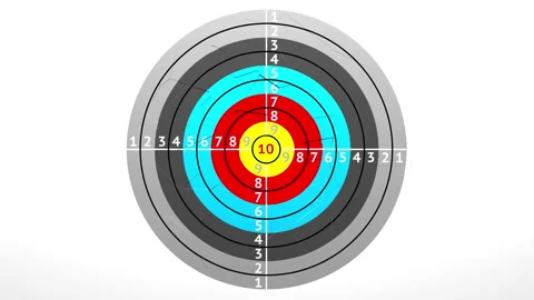 Destruction of the archery target board Stockbeeldmateriaal 156757322