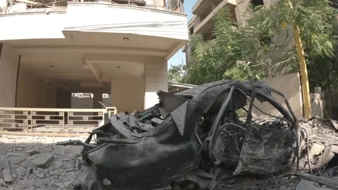 Destruction in the Beirut suburb 01 Stock Footage 289846596