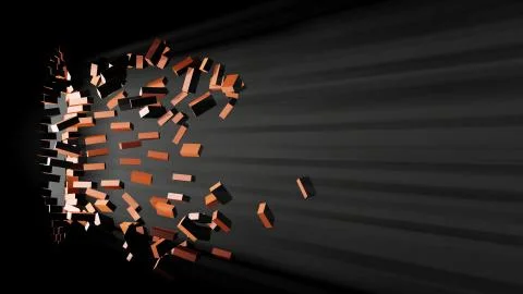 Destruction of a brick wall. Volume light イラスト素材