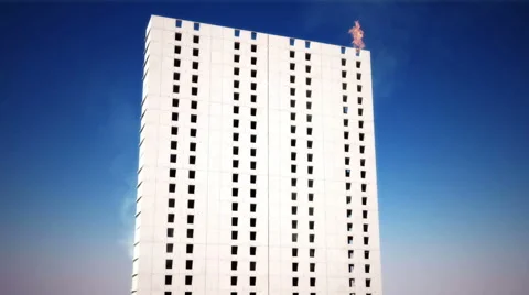Destruction of the building. Realistic 3d animation Stock Footage 56150873