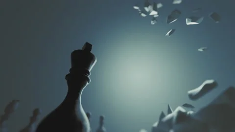 Destruction of chess figures series. Exploding kings in slow motion facing each Stock Footage 164955454
