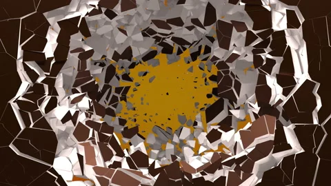 Destruction of chocolate surface with white ice cream filling Stock Footage 156719846