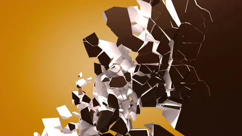 Destruction of chocolate surface with white ice cream filling Stockbeeldmateriaal 156751495