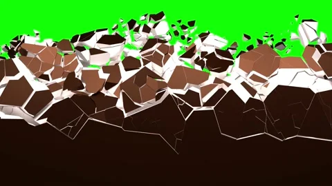 Destruction of chocolate surface with white ice cream filling Stock Footage 172302046