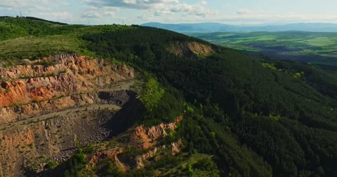 Destruction Deforestation Abandoned Digging Site In Rural Eastern Europe Aerial Stock Footage 300441763