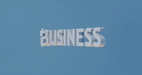 Destruction, disintegrate, break down 3D inscription "BUSINESS" located on a  Stock Footage 130547944
