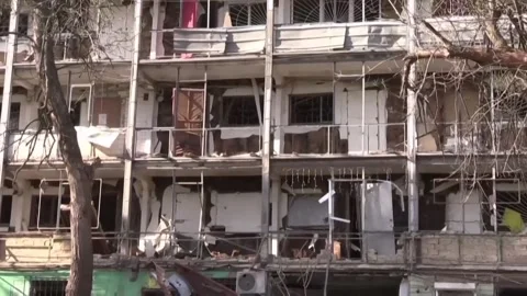 Destruction in Donetsk region after shelling by Russians4 Video stock 192522151