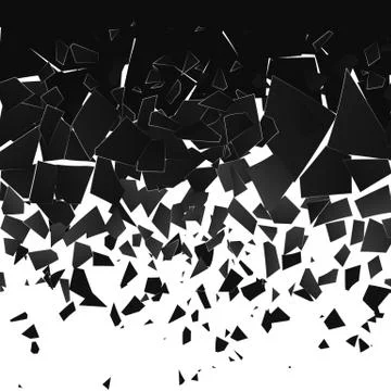 Destruction effect. Abstract cloud of pieces and fragments after wall explosi Ilustración de archivo