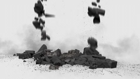 Destruction Falling Rocks Debris Close up Stock Footage 218267217