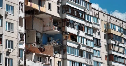 Destruction of the house from gas explosion Stock Footage 134737582