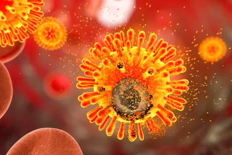 Destruction of Human Immunodeficiency Virus Stock Illustration