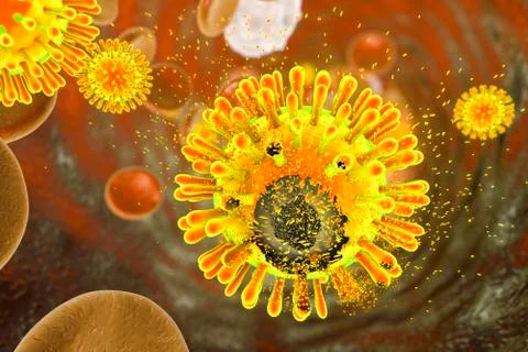 Destruction of Human Immunodeficiency Virus Stock Illustration
