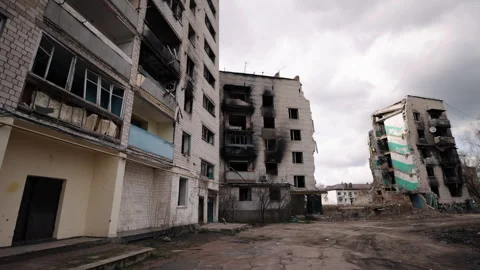 Destruction impacts, Russian aggression, Missile attacks 스톡 동영상 245122543