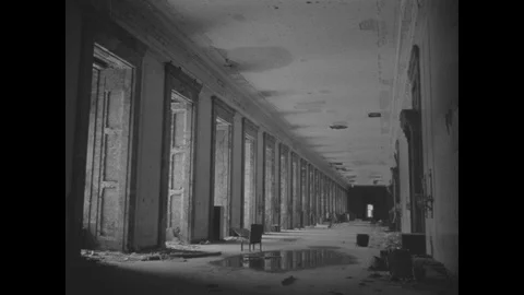 Destruction inside the previously opulent Reich Chancellery Stock Footage 103379732
