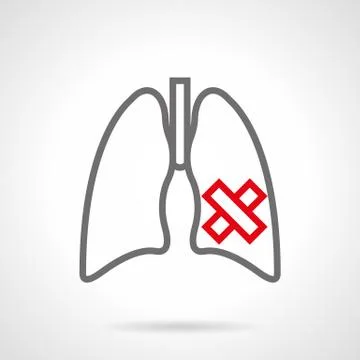 Destruction of lungs simple line vector icon Stock Illustration