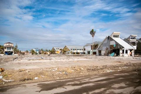 Destruction Near Mexico Beach Florida Pier 5 Months After Hurricane Michael Stock Photos