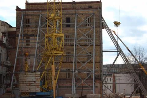 The destruction of the old building, reconstruction, structural changes. cons Stock Photos