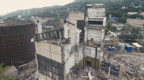 Destruction of an old powerhouse 2 Stock Footage 98187435