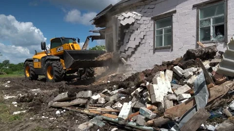 Destruction of an old private house Stock Footage 155670236