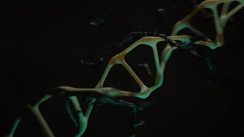 Destruction or purification of the DNA chain on a dark background Stock Illustration