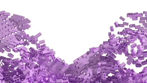Destruction of a pink brick wall on a transparent Stock Footage 248485502