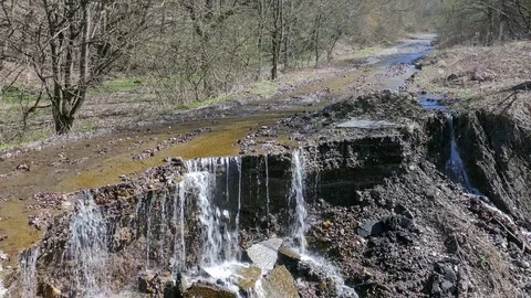 Destruction of road in forest Stock Footage 73939823