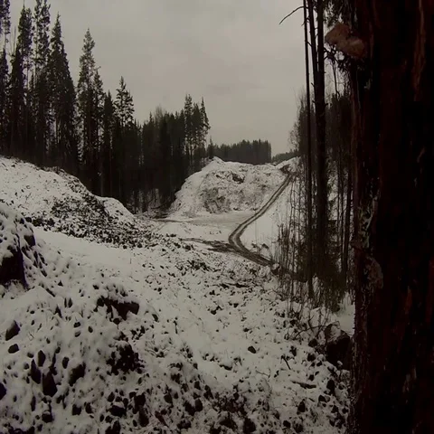 Destruction of rocks by explosion winter Stock Footage 69491792