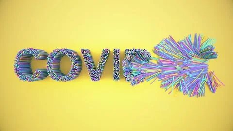 Destruction of text animation Covid-19-V2 Video stock 130807400