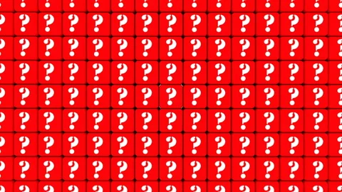 Destruction of a wall of red cubes with question marks Stock Footage 132069747