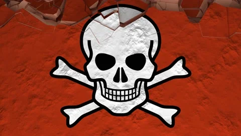 Destruction of a wall with skull and crossbones graffiti 스톡 동영상 196992622