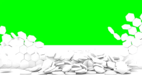 Destruction of a white wall on a green background 4k Stock Footage 154037737