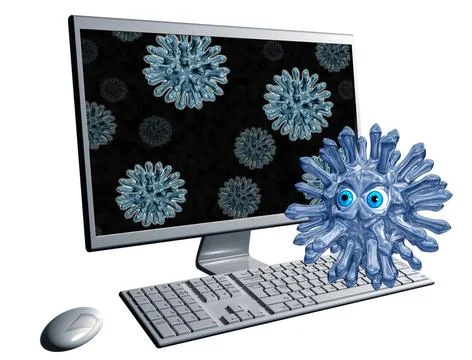 Destructive computer virus Illustration of a destructive computer virus in... Stock Photos