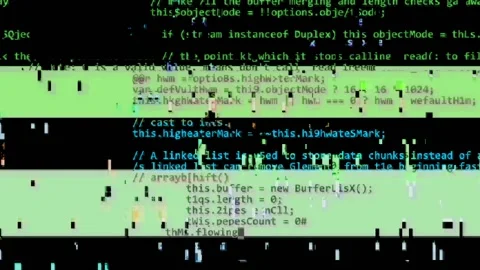 The destructive effect of a malicious virus on a computer program. Video stock 162556884